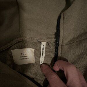 Fear of God Essentials Half-Zip Pullover Hoodie - Olive Green - Medium